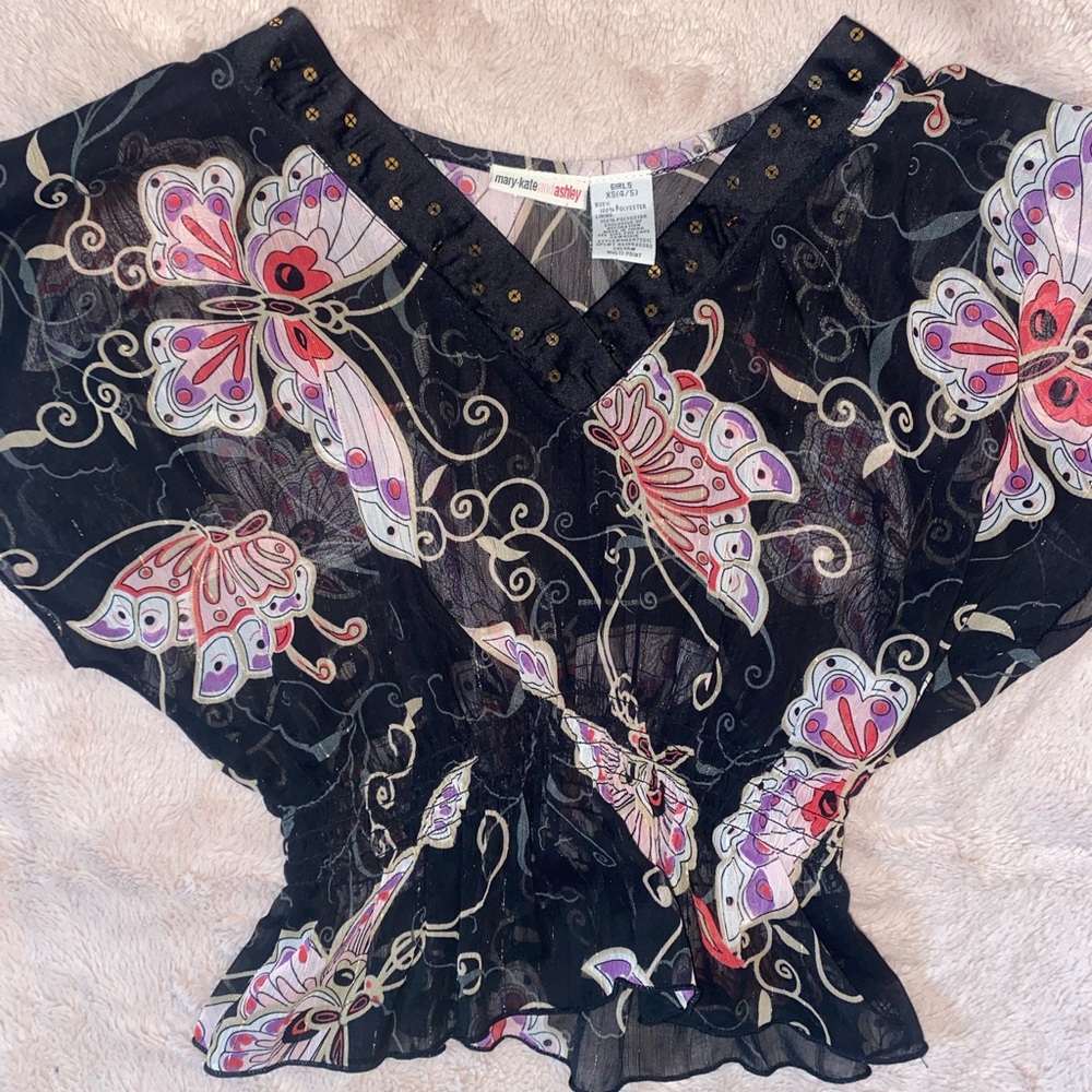 Y2k rare butterfly sheer top